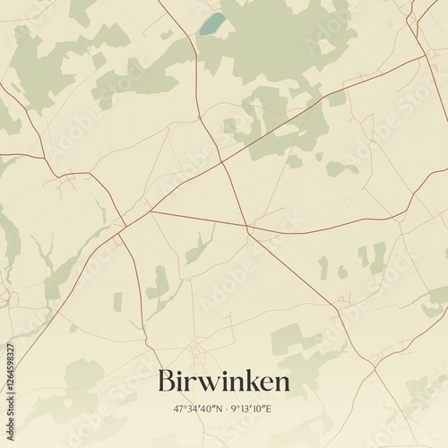 Vintage map of Birwinken, Switzerland. photo