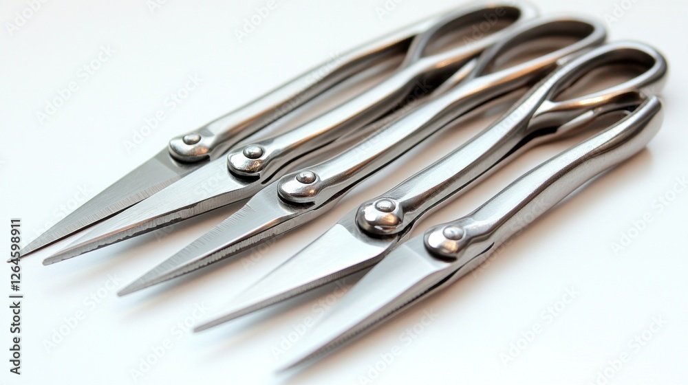 Elegant Stainless Steel Scissors Set: A Close-Up View Elegant Stainless Steel Scissors Set: A Close-Up View