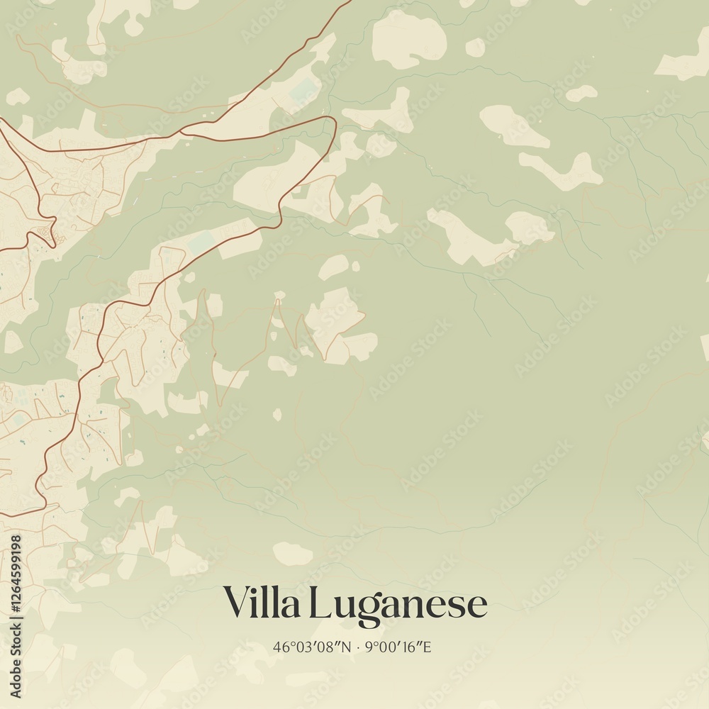 Obraz premium Vintage map of Villa Luganese, Switzerland.