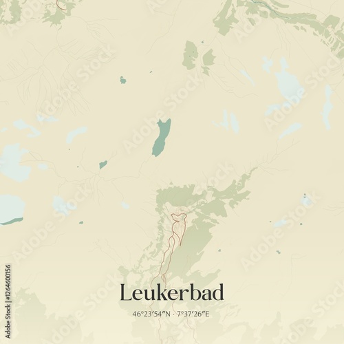 Obraz na płótnie Vintage map of Leukerbad, Switzerland. w salonie