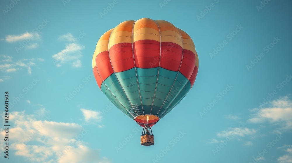 Fototapeta premium Colorful Hot Air Balloon Soaring Through a Sunny Sky
