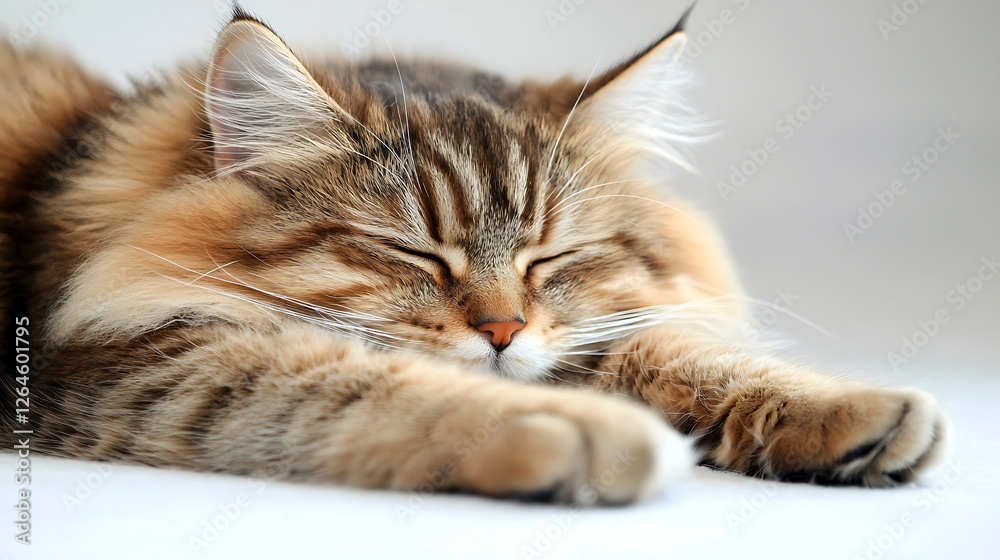 Obraz premium A cat is sleeping on a white surface. generated using AI