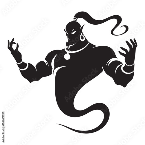 Powerful Djinn silhouette designed for magical and supernatural artwork - Djinn illustration - Djinn vector - mythical creature silhouette
