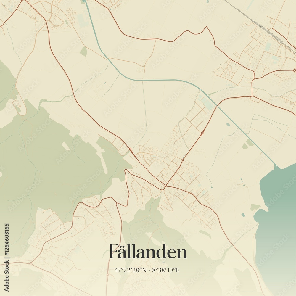 Fototapeta premium Vintage map of Fällanden, Switzerland.