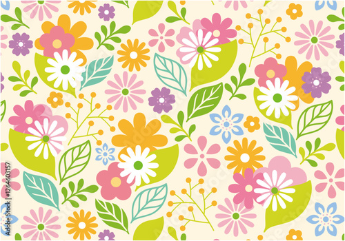 Wallpaper Mural 花　花柄　グラフィックパターン　イラスト Torontodigital.ca