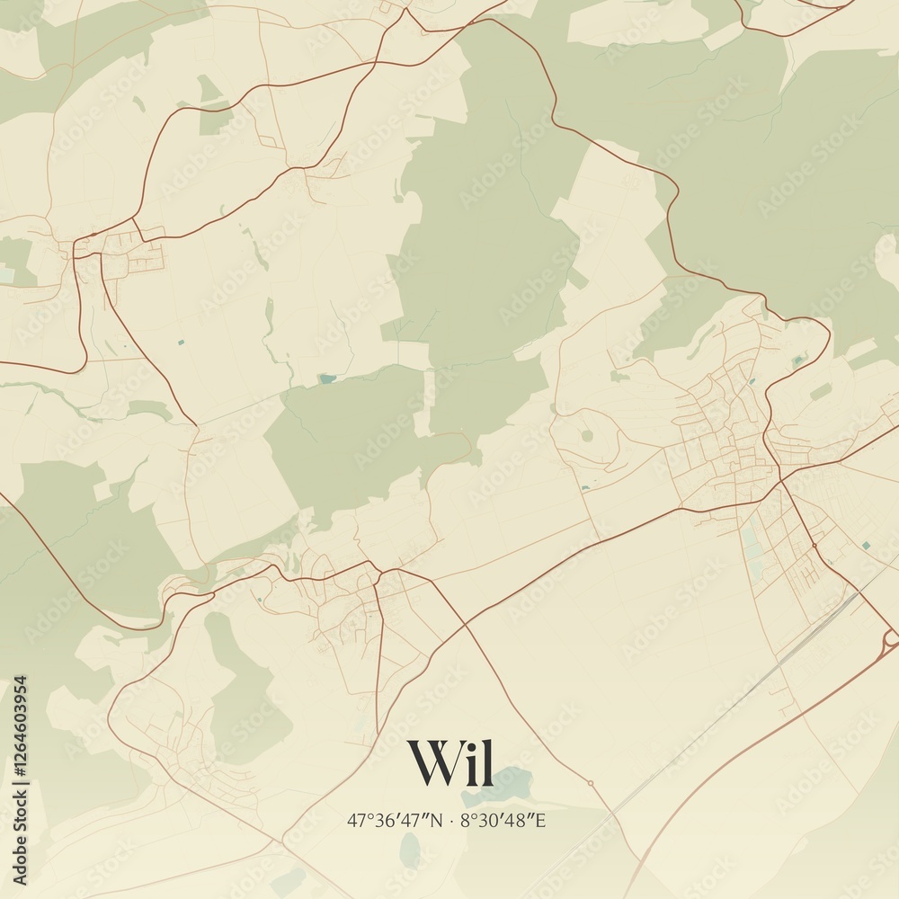 Obraz premium Vintage map of Wil, Switzerland.