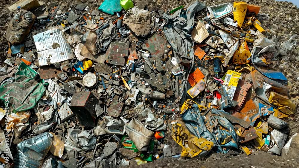 Chaotic Urban Waste: A Tangle of Litter, Discarded Items, and Colorful Debris Reflecting Environmental Neglect and Pollution Concerns Chaotic Urban Waste: A Tangle of Litter, Discarded Items, and Colorful Debris Reflecting Environmental Neglect and Pollution Concerns