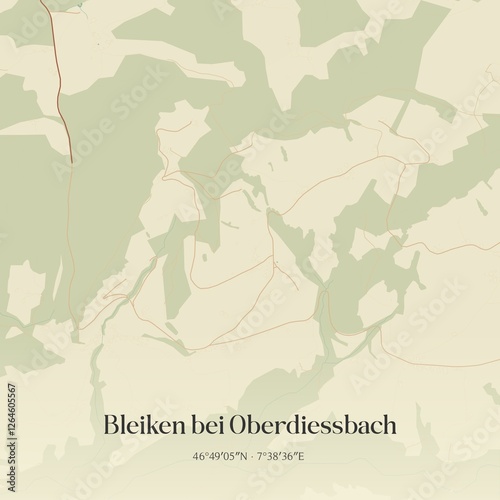 Vintage map of Bleiken bei Oberdiessbach, Switzerland.