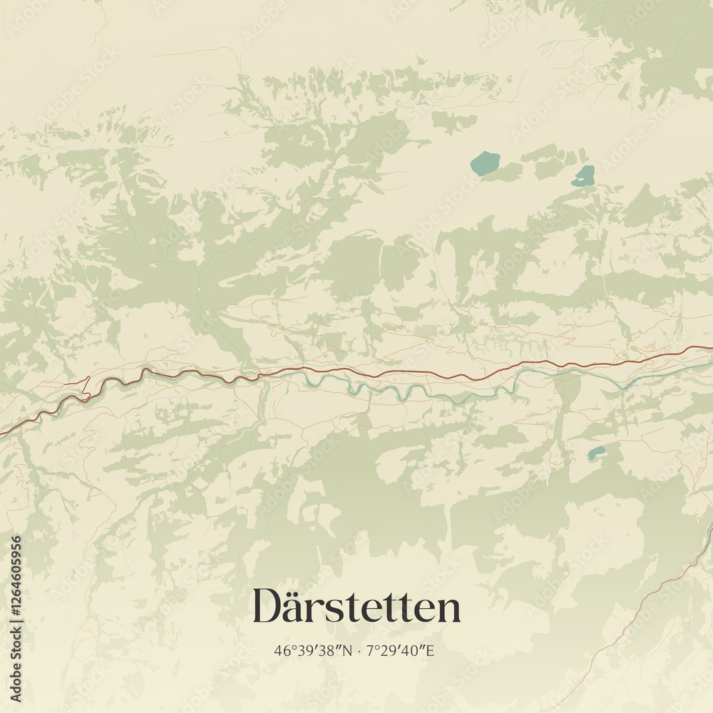 Fototapeta premium Vintage map of Därstetten, Switzerland.