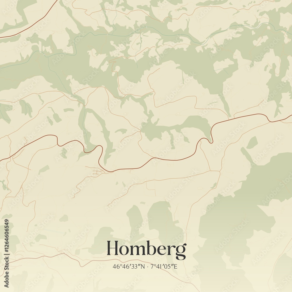 Obraz premium Vintage map of Homberg, Switzerland.