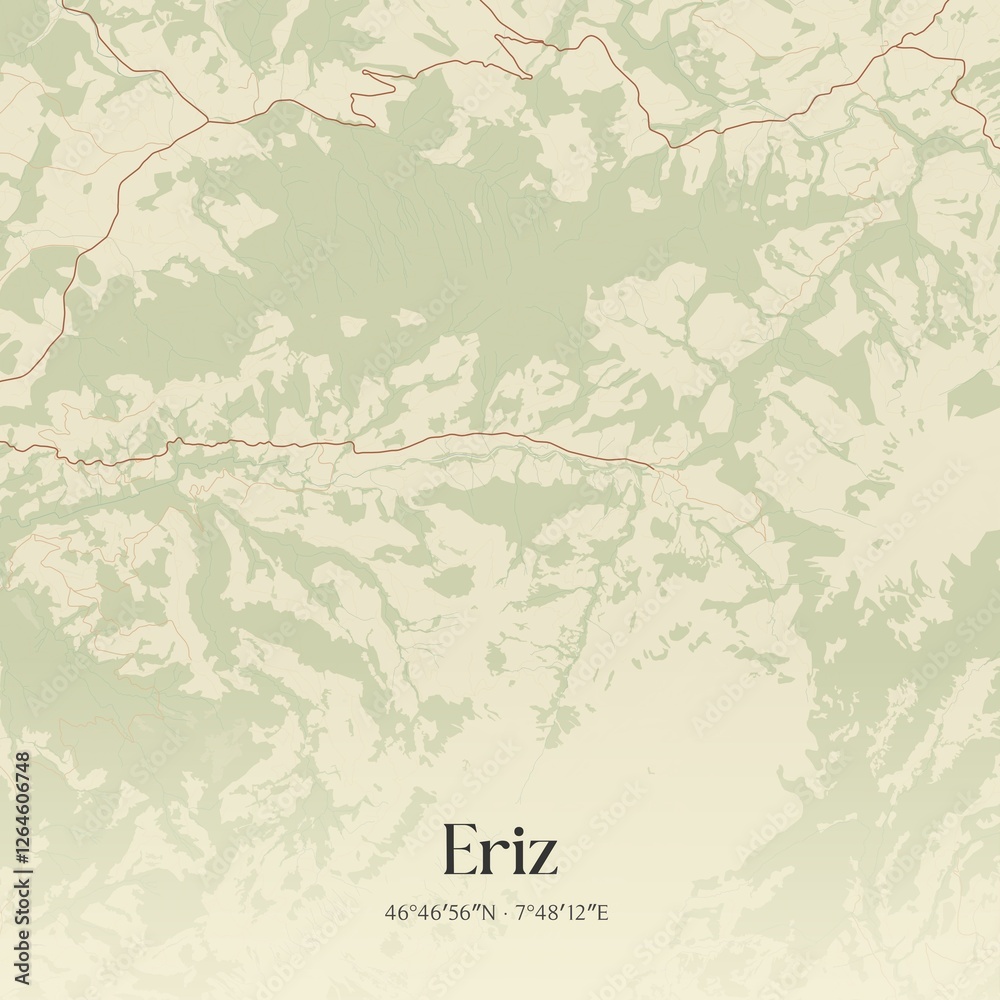 Fototapeta premium Vintage map of Eriz, Switzerland.