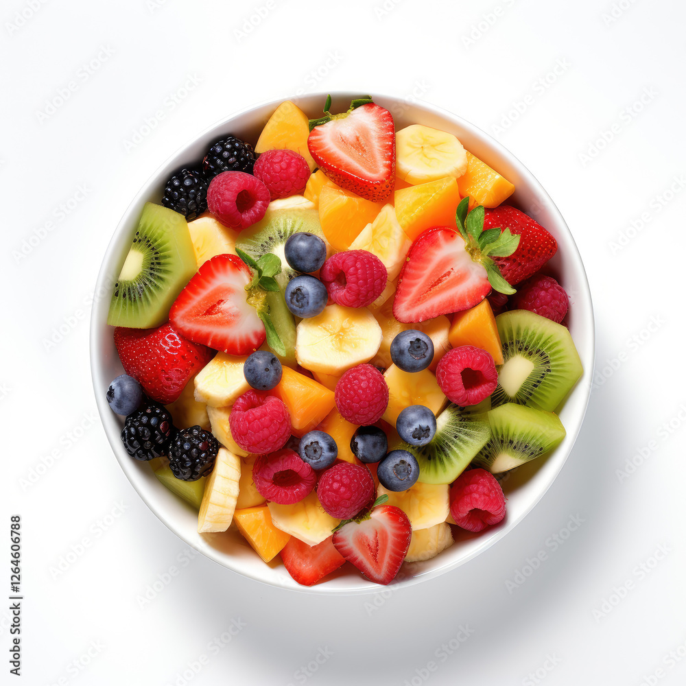 top view fruits salad bowl top view fruits salad bowl