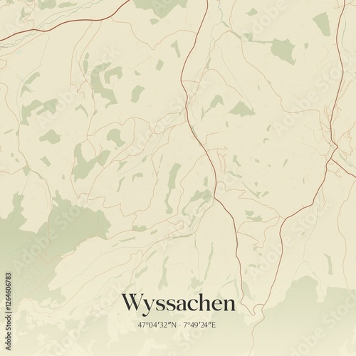 Vintage map of Wyssachen, Switzerland. photo