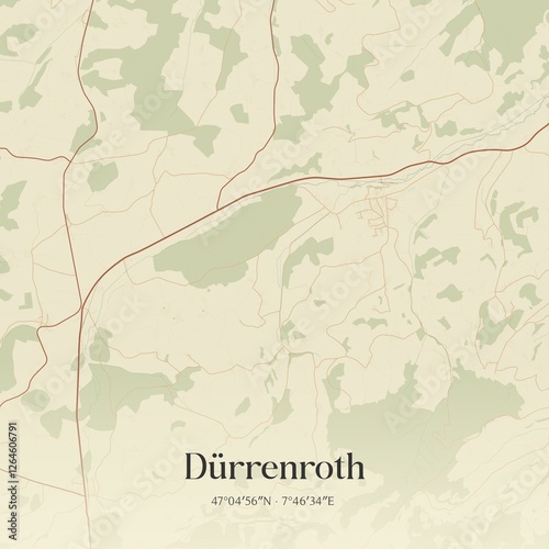 Vintage map of Dürrenroth, Switzerland. photo