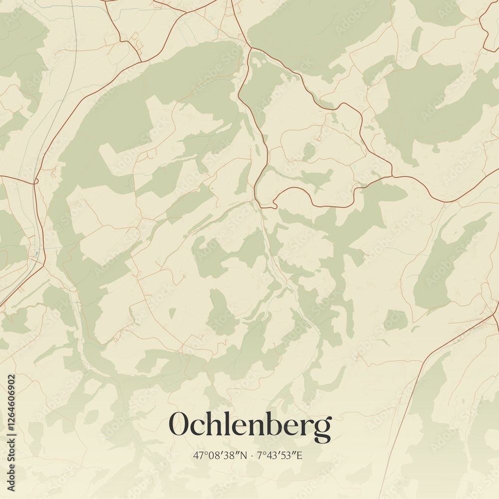 Fototapeta premium Vintage map of Ochlenberg, Switzerland.