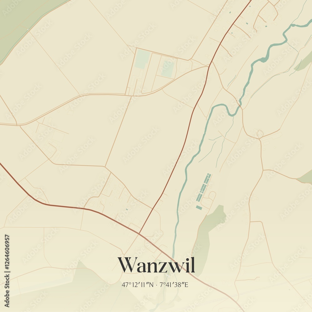 Fototapeta premium Vintage map of Wanzwil, Switzerland.