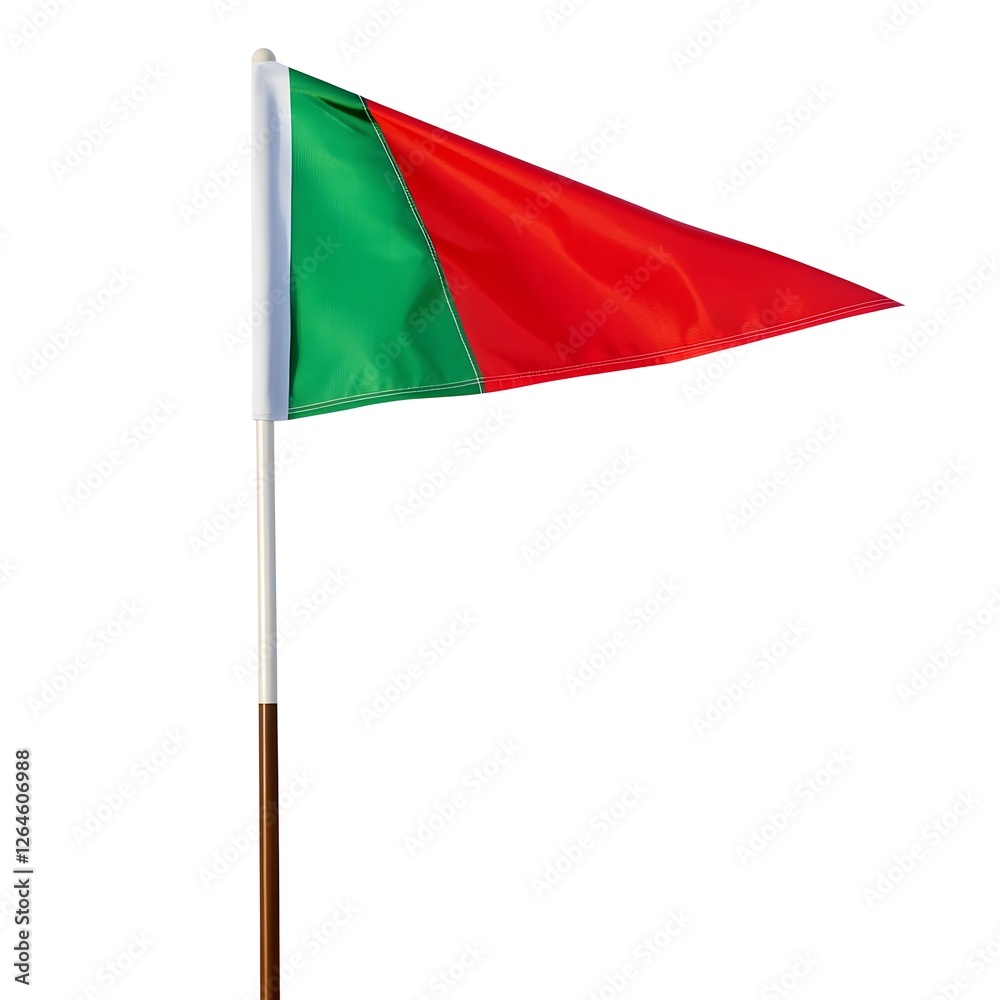Vibrant Triangle Golf Flag Isolated on White Background Vibrant Triangle Golf Flag Isolated on White Background