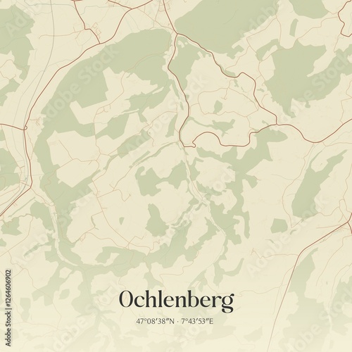 Vintage map of Ochlenberg, Switzerland.