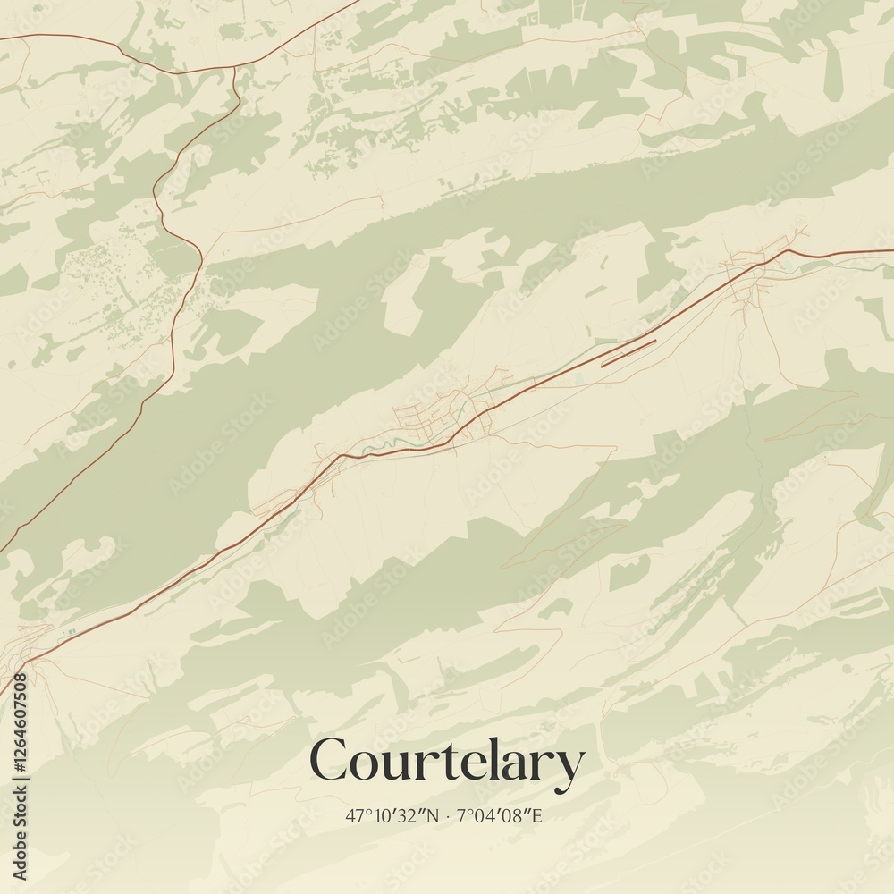 Fototapeta premium Vintage map of Courtelary, Switzerland.
