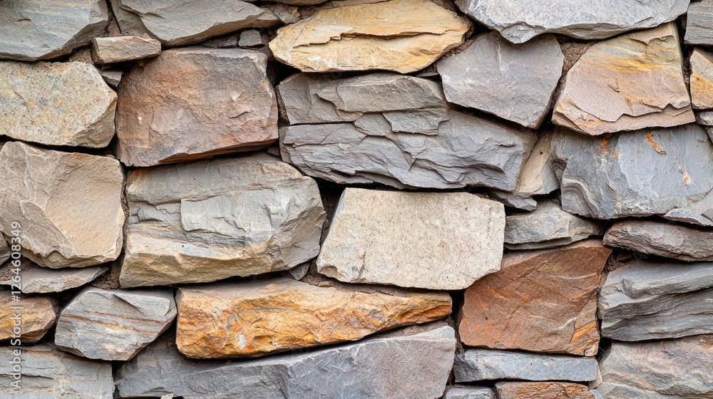 Rough Stone Wall Texture With Gray Brown And Orange Tones