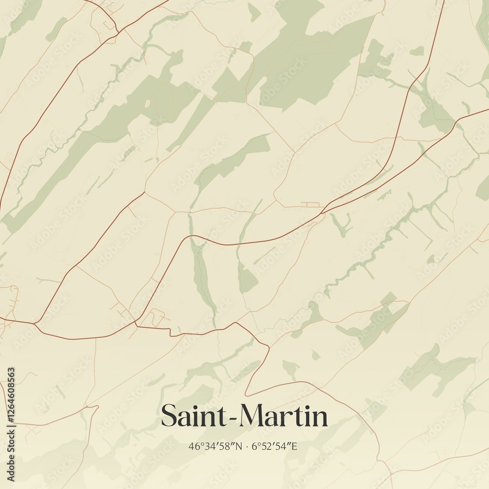 Naklejka premium Vintage map of Saint-Martin, Switzerland.