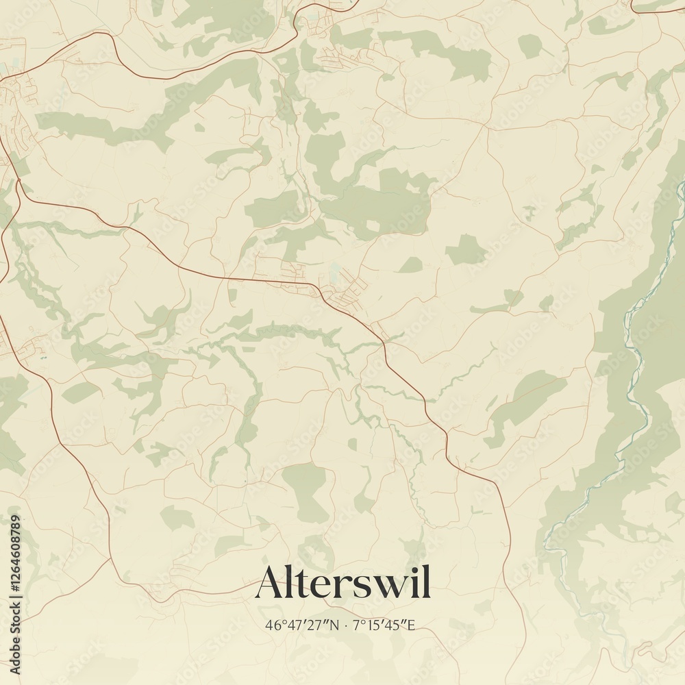 Fototapeta premium Vintage map of Alterswil, Switzerland.