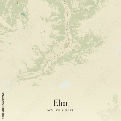 Vintage map of Elm, Switzerland.