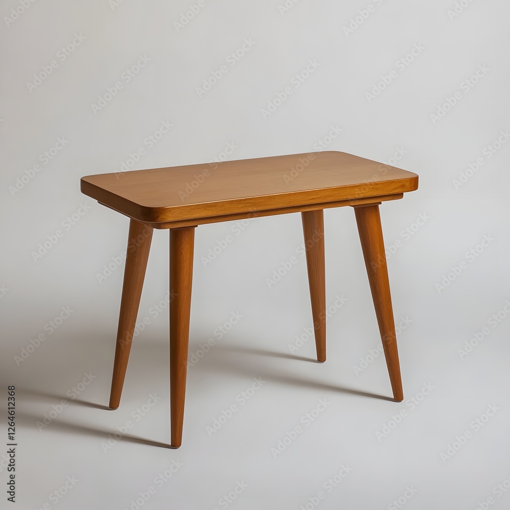 Fototapeta premium Asymmetrical Wooden Mid Century Modern Side Table for Stylish Interiors