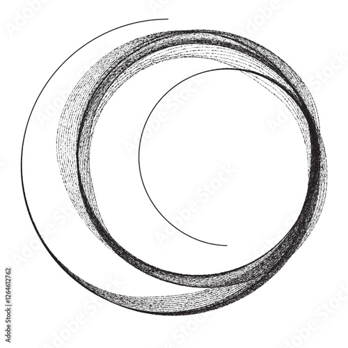 Many thin Lines in Spiral Form for comic books . Vortex Vector Illustration . Swirly spiral Logo . Spiral Design element . Abstract swirl icon . Twirl lines. Rough edges effect