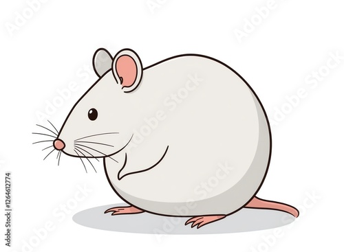 an image of a cartoon rat sitting on the ground, there is a white rat that is sitting on the ground photo