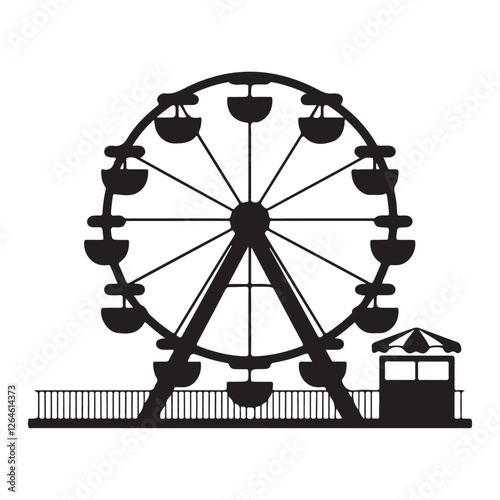 Ferris wheel silhouette editable vector illustration