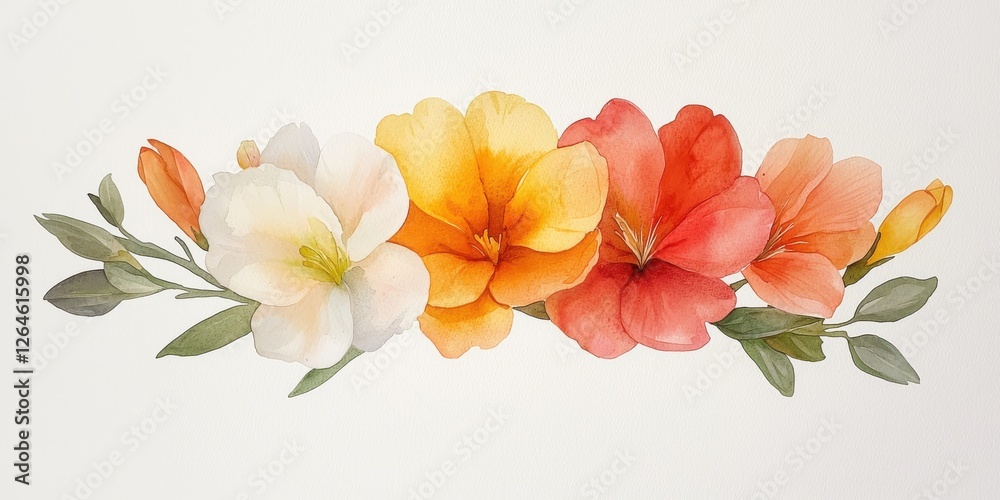 Naklejka premium Vibrant floral arrangement nature digital art botanical design close-up aesthetic beauty