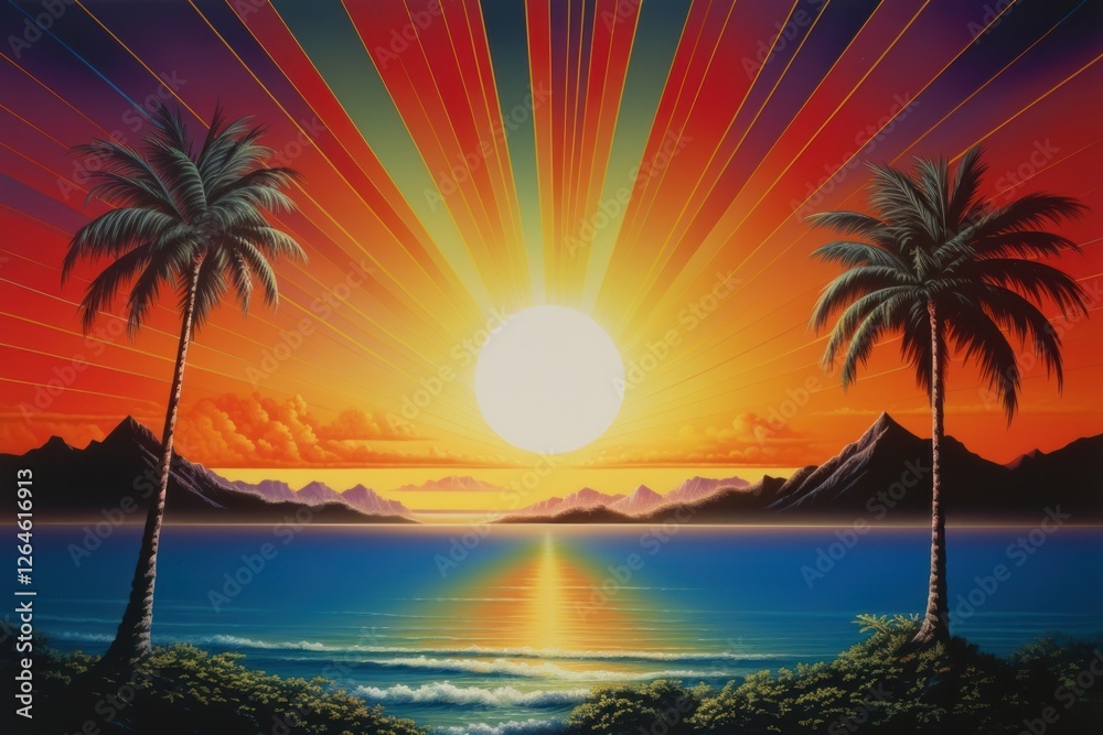 Fototapeta premium Sunset landscape sunlight outdoors.