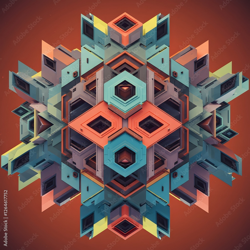 Naklejka premium Abstract Geometric Shapes Composition with Modern Architectural Design and Color Palette