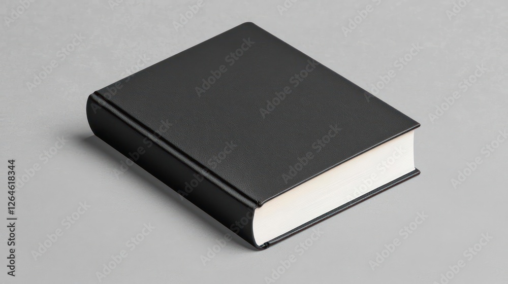 Black Book With White Pages On Gray Background