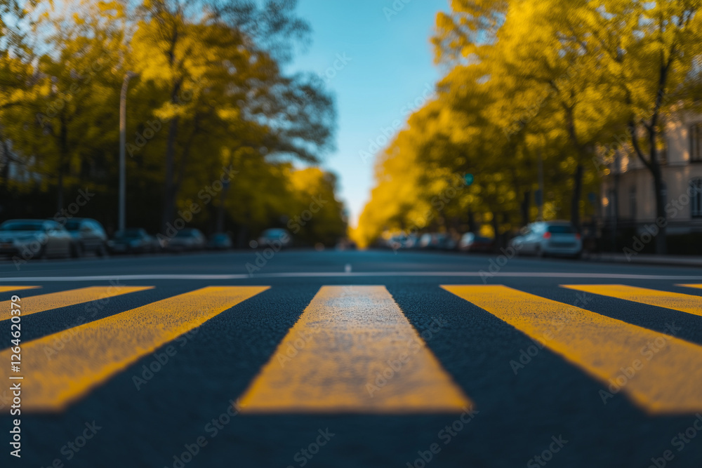 Selective focus cross walk on the road, Cross walk logo on the asphalt traffic road. Selective focus cross walk on the road, Cross walk logo on the asphalt traffic road.
