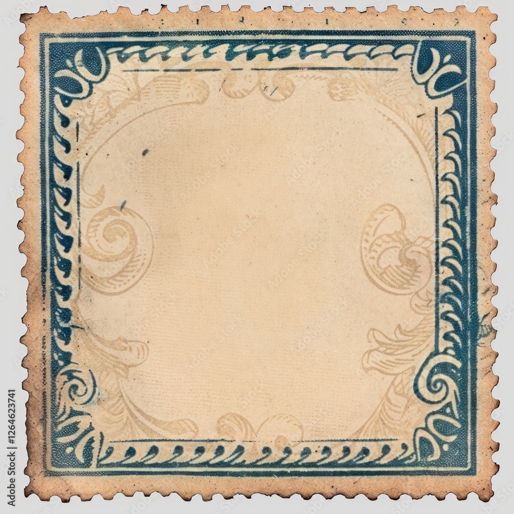 Obraz premium Vintage postage stamp text art needlework.