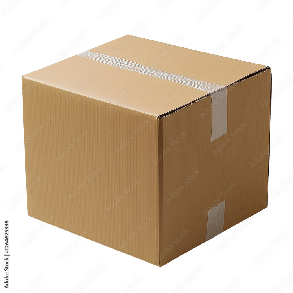 Plain Brown Cardboard Box with Horizontal and Vertical Stripes on the Surface for Shipping and Storage Purposes Plain Brown Cardboard Box with Horizontal and Vertical Stripes on the Surface for Shipping and Storage Purposes
