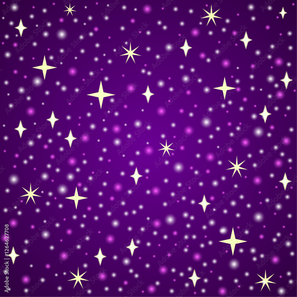Background with Shining Stars on Purple Background with Shining Stars on Purple