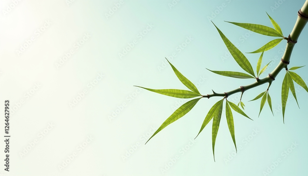 Obraz premium Minimalist bamboo leaves on a light background