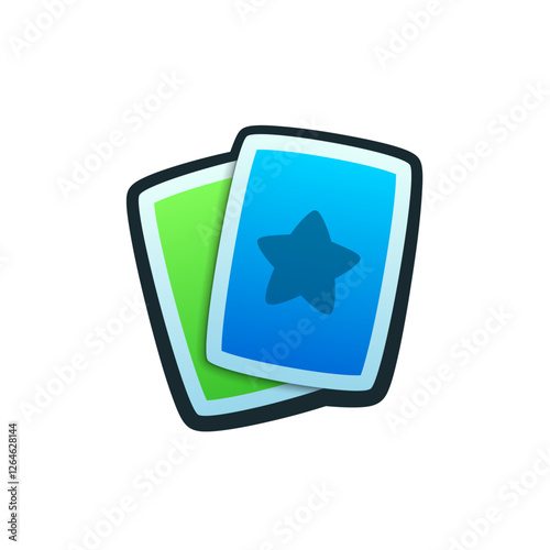 Isolated flat 3d deck icon for game, interface, sticker, app. The sign in a cartoon style for match 3, arcade, rpg. The cards sprite for craft element in hyper casual mobile game