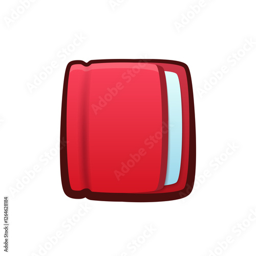 Isolated flat 3d red book icon for game, interface, sticker, app. The sign in a cartoon style for match 3, arcade, rpg. The education sprite for craft element in hyper casual mobile game