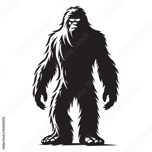 High-quality Yeti silhouette showcasing its supernatural strength - Yeti illustration - Yeti vector - mythical creature silhouette
