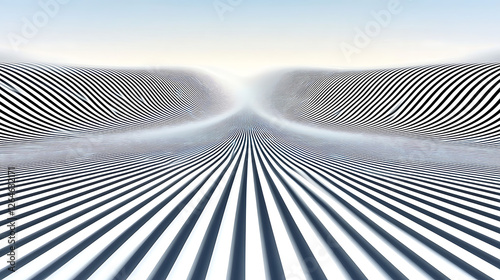 Undulating Striped Landscape Illusion Abstract Optical Art Perspective Gradient Modern Design Visual photo