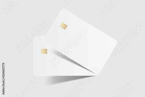 Vector realistic plastic credit card templates. Blank debit card with chip card on background. Mockup empty design for online business and finance, technology payment, digital payment concept.
