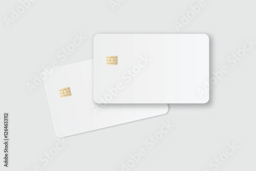 Vector realistic plastic credit card templates. Blank debit card with chip card on background. Mockup empty design for online business and finance, technology payment, digital payment concept.
