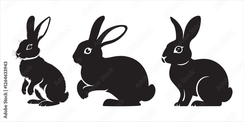 Fototapeta premium Rabbit silhouette vector Illustration isolated on white background