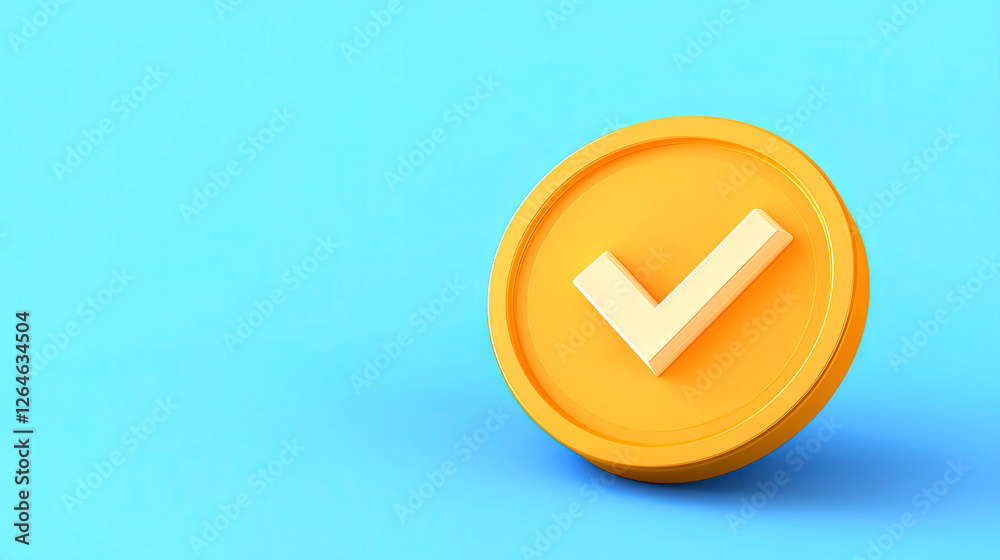 gold investment with bullion and inflation protection concept. 3D orange checkmark on a blue background representing approval or success. gold investment with bullion and inflation protection concept. 3D orange checkmark on a blue background representing approval or success.