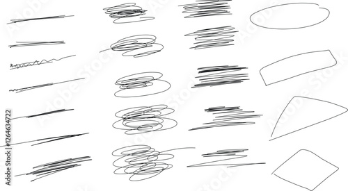 Handwritten strokes on transparent background drawn with pen Vector illustration. eps 10