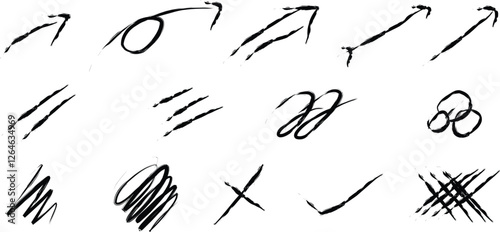 Handwritten strokes on transparent background drawn with pen Vector illustration. eps 10